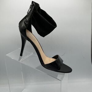 Marc Fisher Black Patent Stiletto Heels Size  8  Zip Back Chic Ankle Wrap